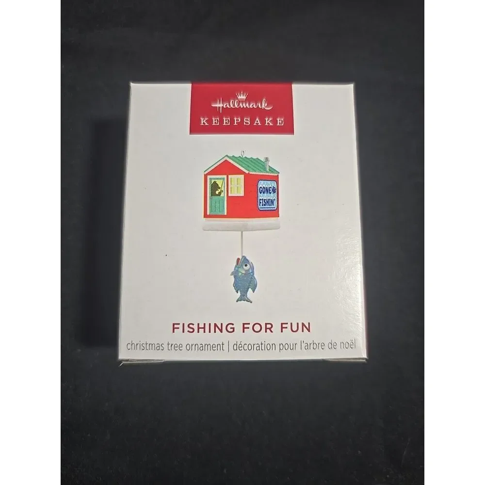 NEW! 2024 FISHING FOR FUN Hallmark‎ MINIATURE Ornament NIB GONE FISHING MINI